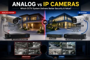 Analog vs IP cameras comparison for CCTV security system installation
